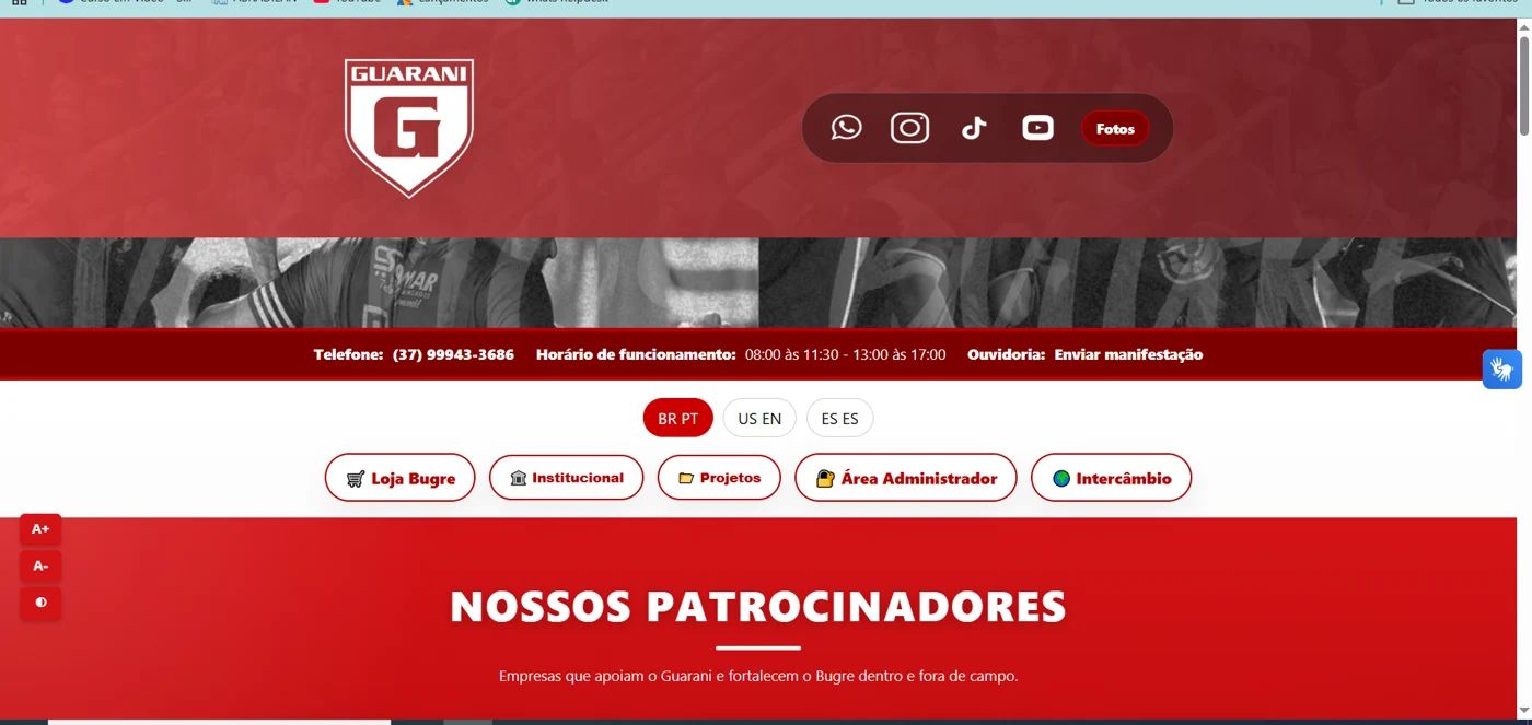 Captura de tela de Bugre TV / Guarani EC
