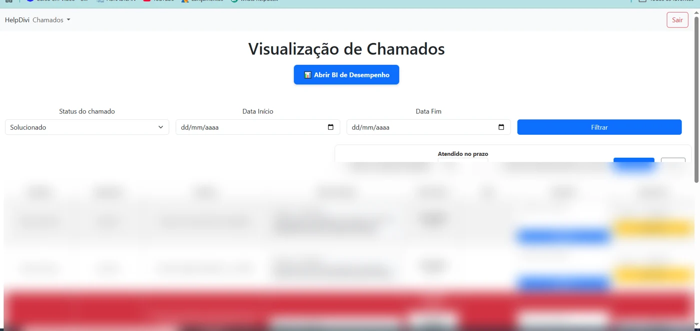 Captura de tela de Helpdesk — Gestão e BI