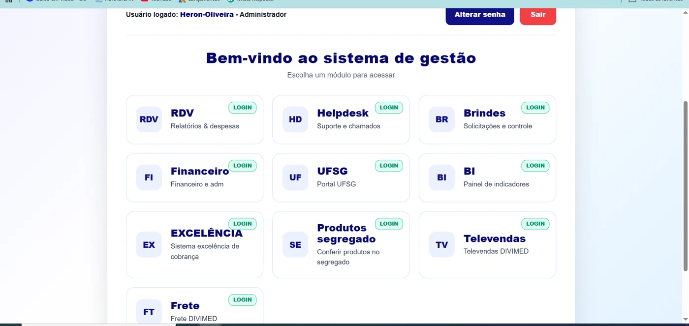 Captura de tela de Portal DIVIMED