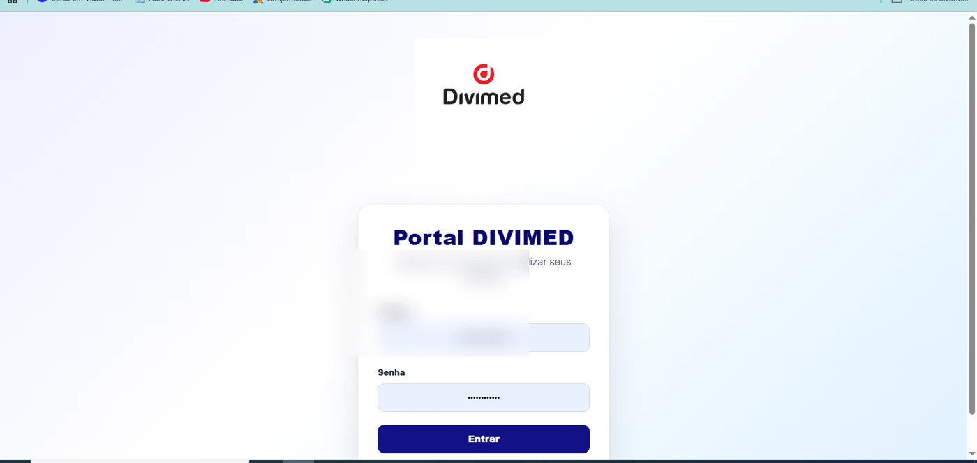 Captura de tela de Portal DIVIMED — Acesso